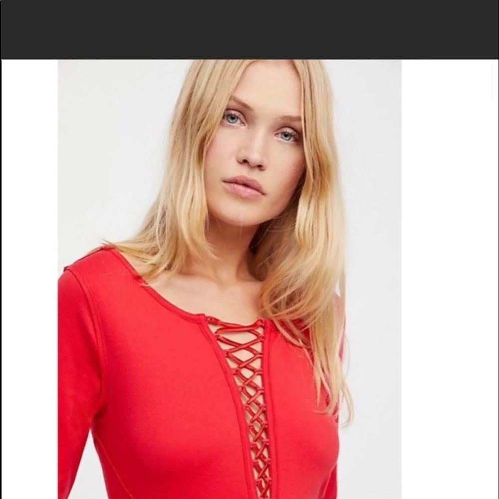 Free people red long sleeve size M